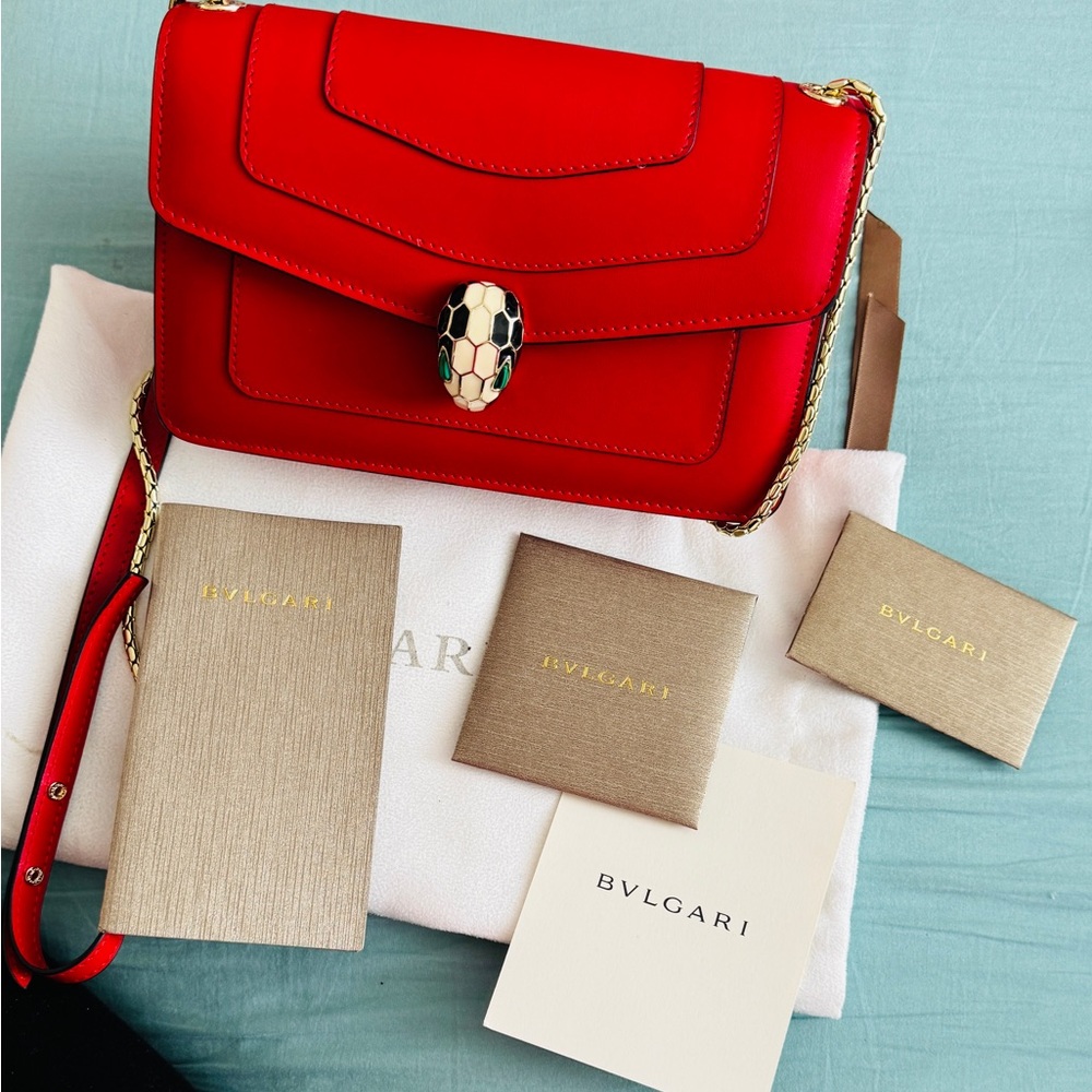 Bulgari Red Crossbody Bag with Serpenti Clasp